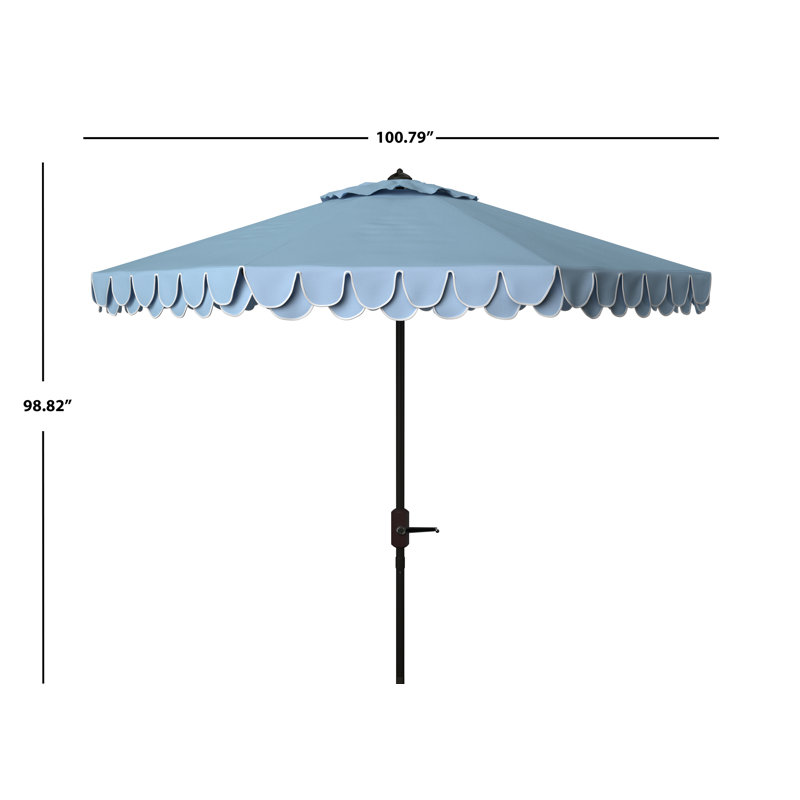 Parasol d'extérieur Iago, Bleu pastel / Blanc, Brun