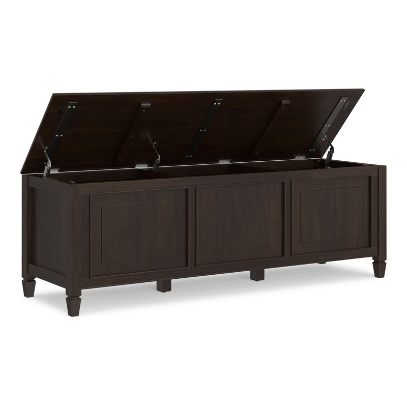 Banc de rangement en bois massif de 63 po avec couvercle relevable Connaught
