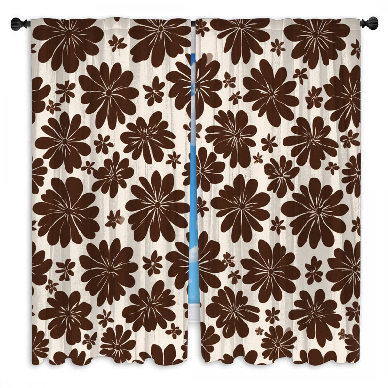 Motif de rideaux de fenêtre à motif floral transparent et obscurcissant - 2 panneaux, 40in x 80in - 2 panels