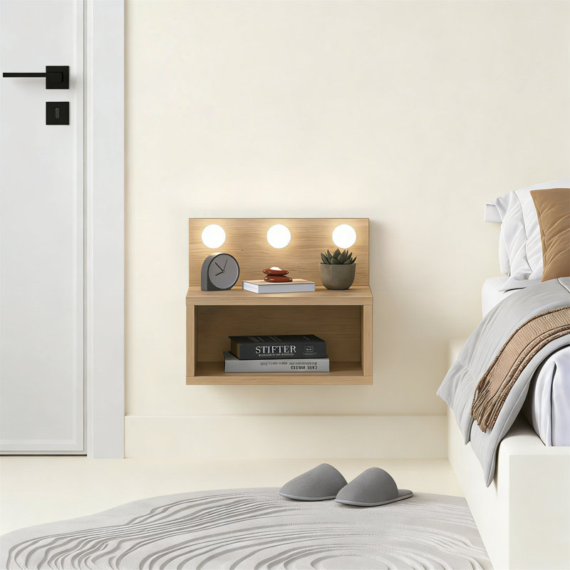 40cm W Manufactured Wood Bedside Table, Brown