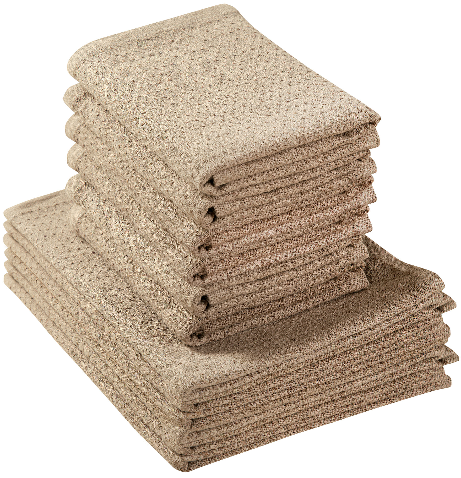 Kitchen Towels 100% Cotton Dish Towels Set of 4 Beige Striped Tea