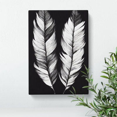 Monochrome Feathers No.1 - Wrapped Canvas