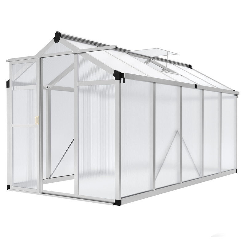 6x10 FT Outdoor Greenhouse – Heavy-Duty Aluminum Frame with Polycarbonate Panels, Lockable Door & Ventilation Windows