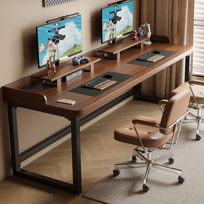 Bureau rectangulaire en bois massif de couleur noyer clair, H 27,56 po x l 62,99 po x P 27,56 po, Couleur noyer clair