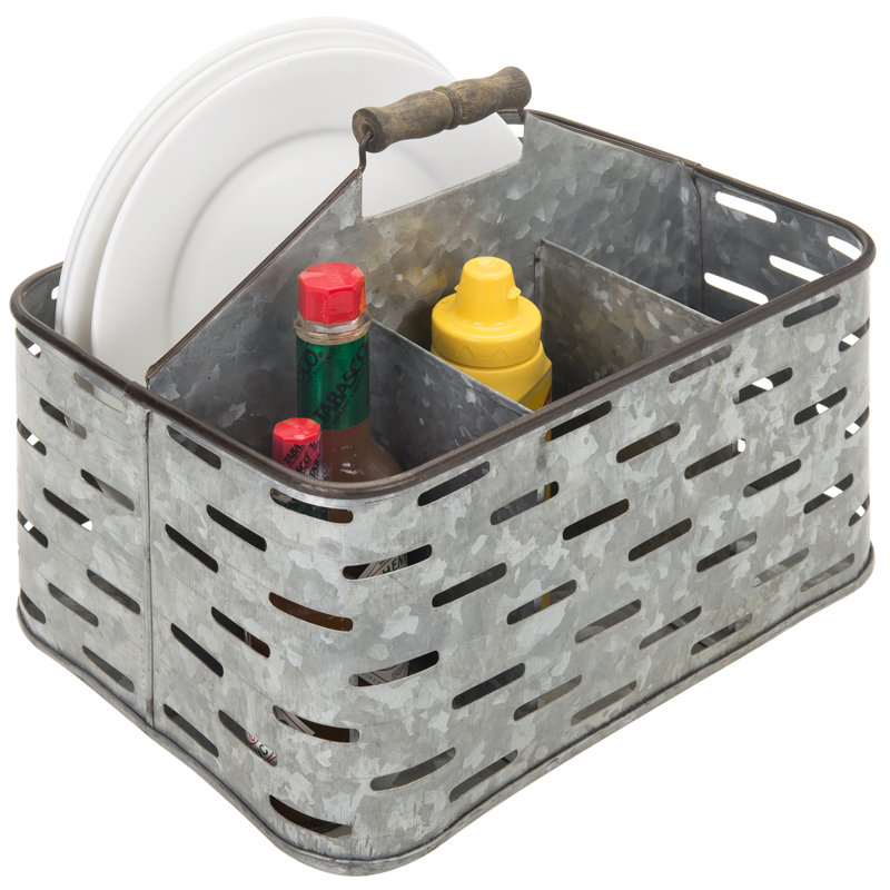 4-Slot Galvanized Metal Flatware Caddy
