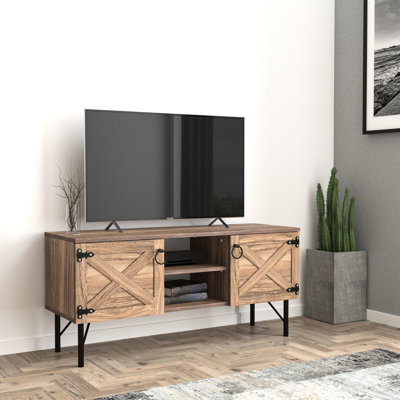Meuble télé 2 armoires, bois loft, rétro, P 47,55 po, unité de divertissement en bois de style rétro avec armoires 80 - 89, l 30 po