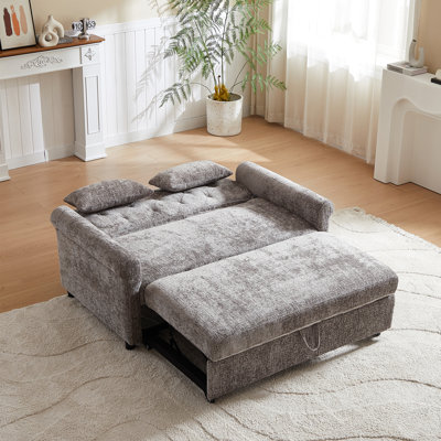 Canapé-lit multifonctionnel 3-en-1 avec design coulissant, dossier KD, cadre de siège, accoudoirs et coussins pour des espaces de vie confortables
