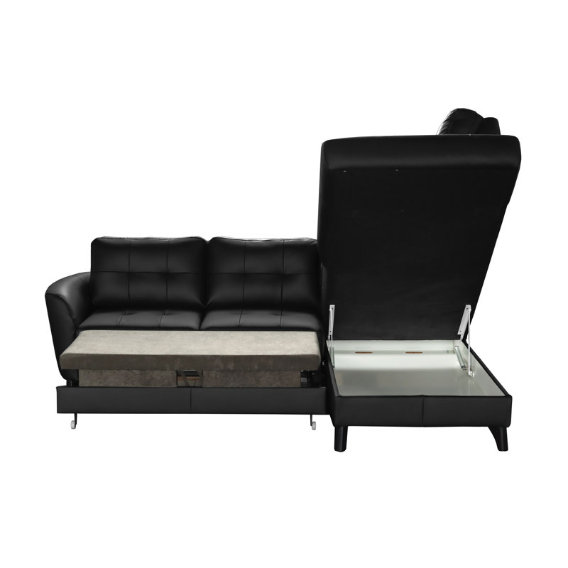 Hunnewell Sleeper Corner Sofa, Right Hand Facing, Black