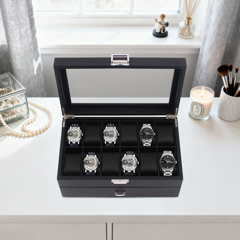 Boîte à bijoux avec présentoir 24 fentes pour homme