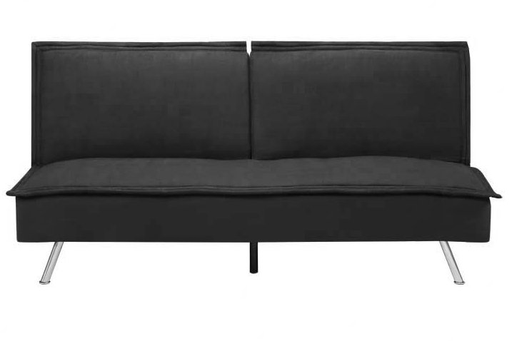 Puzzle Upholstered 68.9'' Sofa, Black Microfiber, Chrome