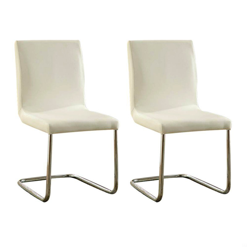 Similicuir 2 pièces chaises de salle à manger en métal chromé