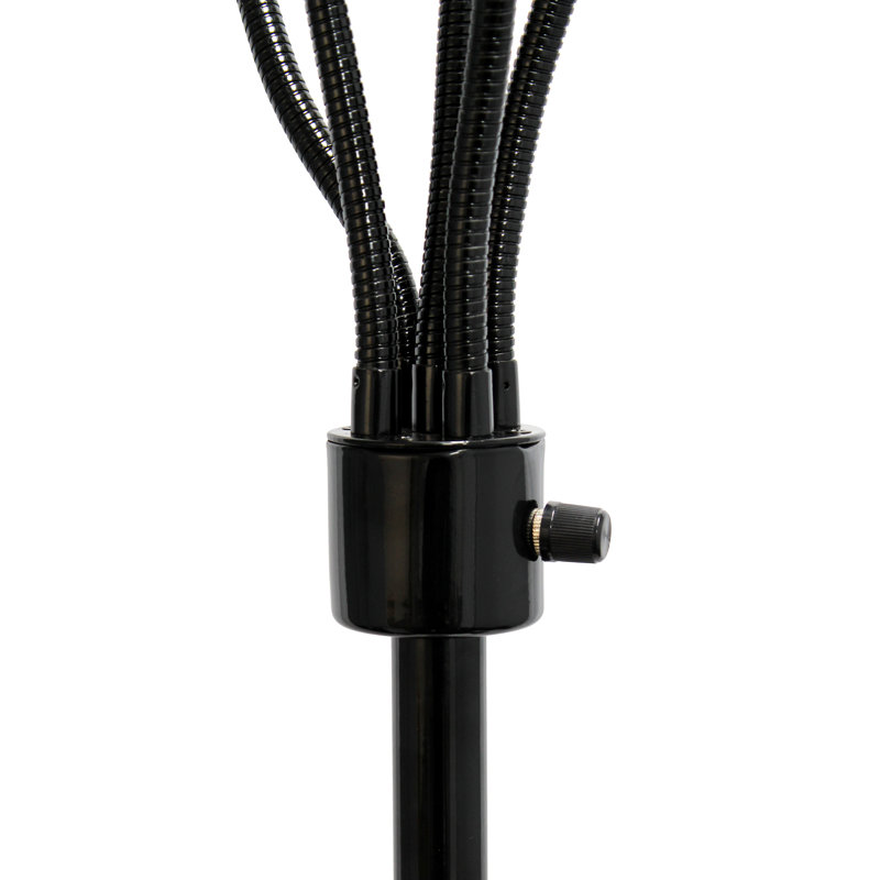 Simple Designs 67" Contemporary Multi Head Medusa 5 Light Adjustable Gooseneck w/ Multicoloured Shade, Black, White