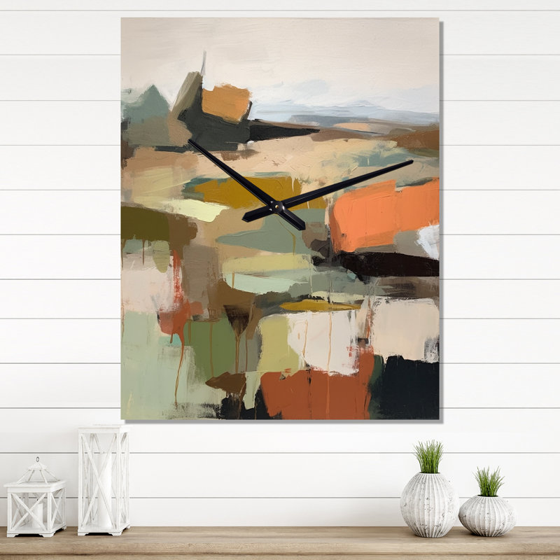 Jamuna - Horloge murale peinture abstraite, H 32 po x l 24 po x P 1 po
