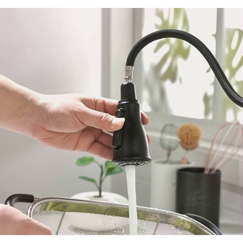 Robinet de cuisine tactile avec douchette extractible, Noir mat