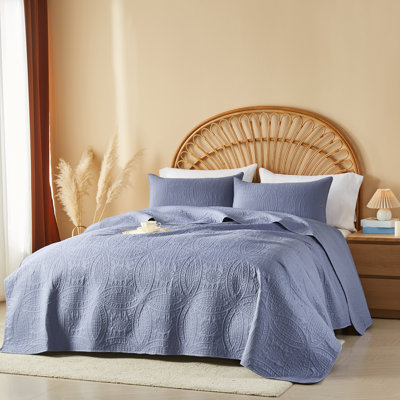 Ensemble de courtepointe 3 pièces pour lit king, couvre-lit léger, doux et chaud avec 2 taies d'oreiller