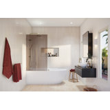 Ursa 34 in. x 58.25 in. Frameless Bronze Tinted Single Fixed Bath Panel