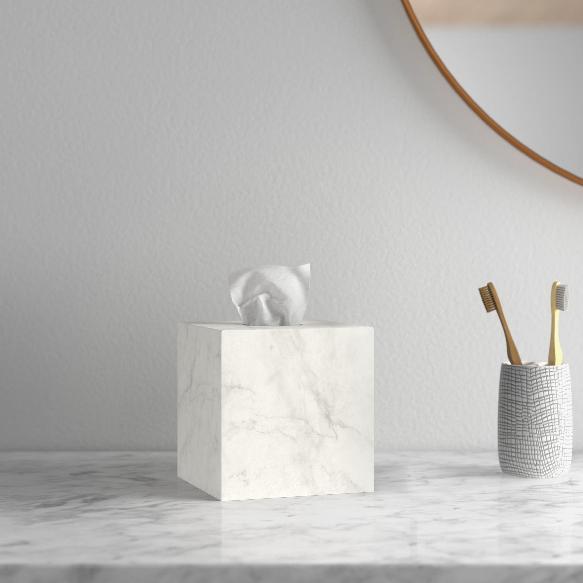 Nyla Marble Tissue Box Cover