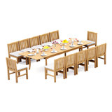 8 Seats 9 Pcs Grade-A Teak Wood Dining Set: 118" Double Extension Oval Table And 8 Devon Arm Chairs #11DV2608