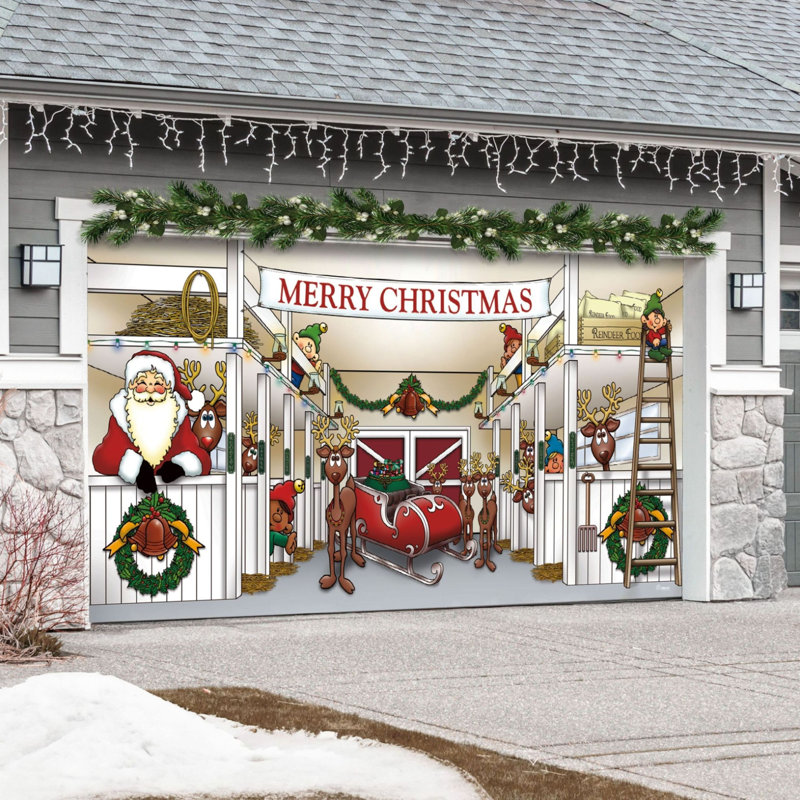 Bannière de porte de garage Santa's Reindeer Barn