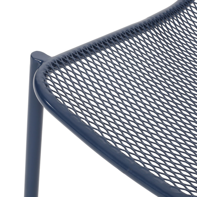 2 Stackable Chair Assembly, Matte Navy Iron Prowess, Hand-Crafted Details Combined, 26" X 22.39" 26", Seat 18" 19.5" 12.5 Iron, Mounted,