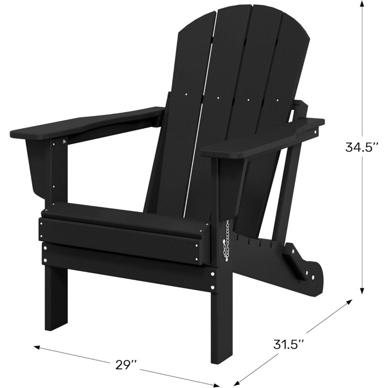 Outdoor Adirondack Chair, Plastic Fire Pit Chair, Weather Resistant Folding Patio Lawn Chair For Outside Deck Garden Backyard Balcony