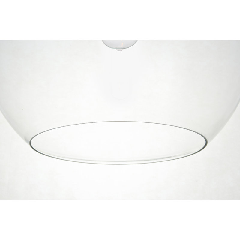 Luminaire suspendu sphérique simple à 1 lumière Snead, Chrome, Transparent, H 70 po x l 9,8 po x P 9,8 po