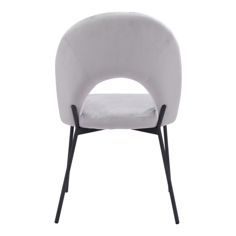 Ensemble de deux chaises d'appoint de salle à manger tropicales en velours gris et noir