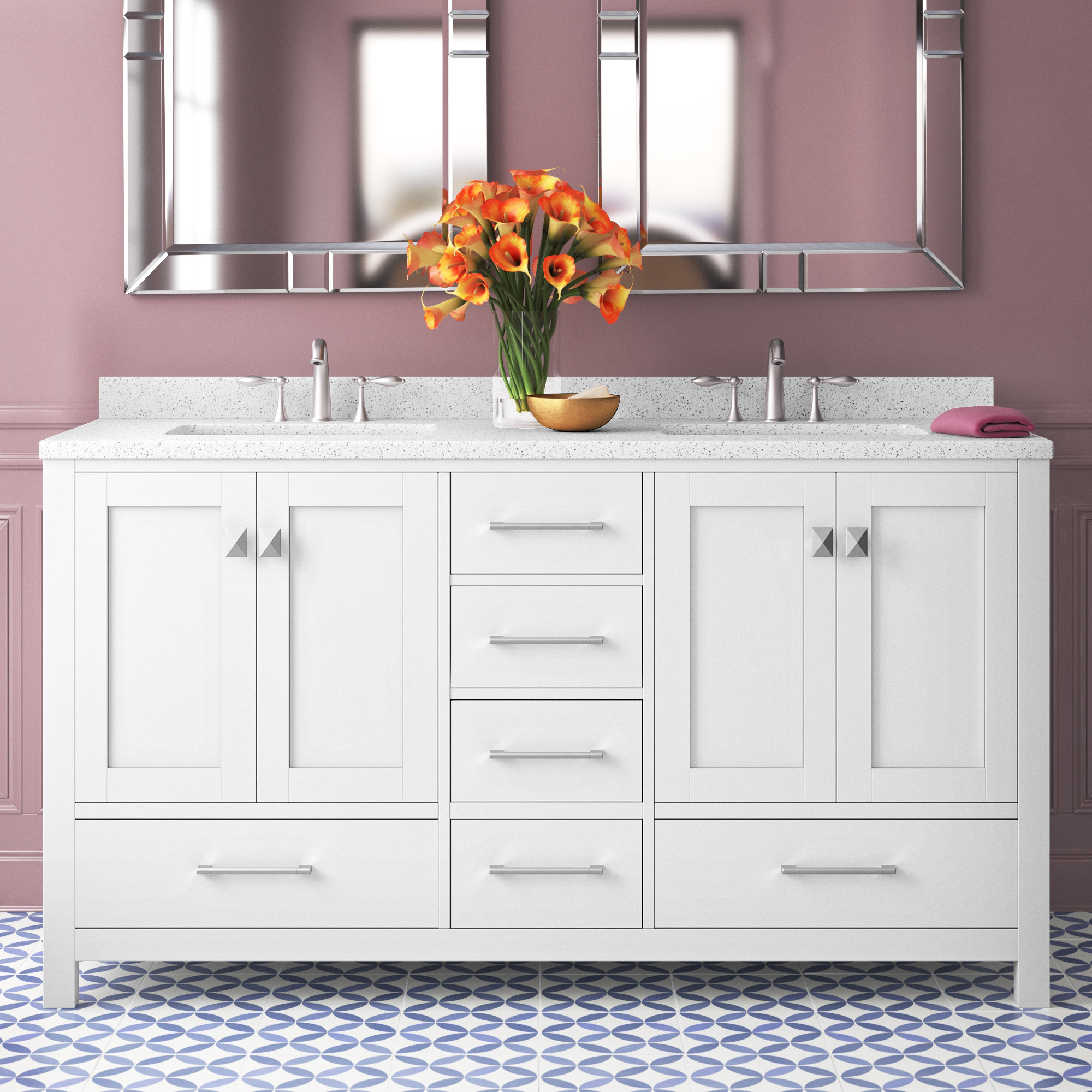 Red Barrel Studio® Zaair 60" Double Bathroom Vanity Set & Reviews | Wayfair