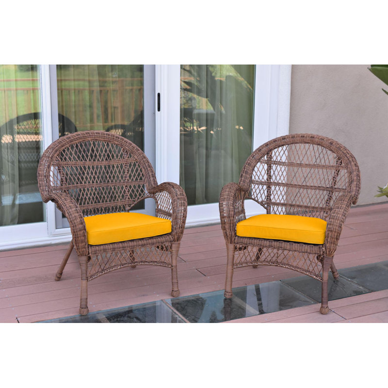 Maltby Wicker Outdoor Lounge Chair, Honey, Blue