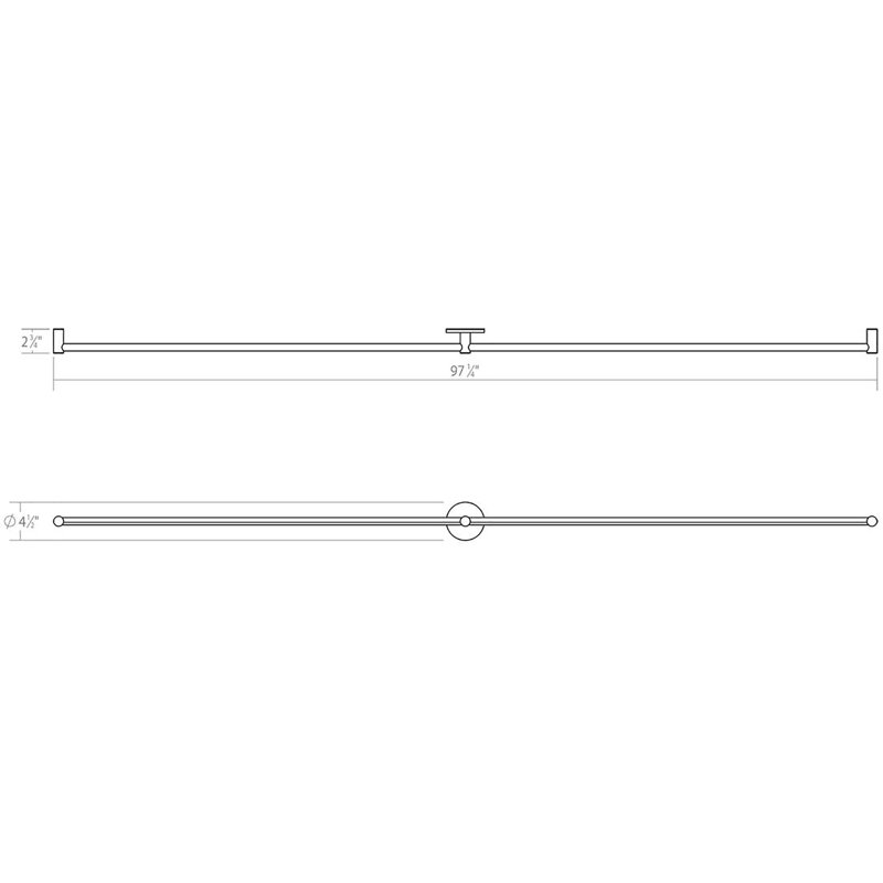 Purolinear 360™ 2 - Light LED Vanity Light, Polished Chrome, 1.25" H x 97.25" W x 2.75" D