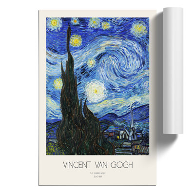 The Starry Night with Border by Vincent van Gogh - Frameless Print