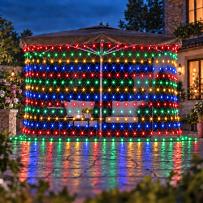 Guirlande lumineuse à DEL en filet, 8 lumières de Noël à brancher connectables pour la terrasse intérieure, le mariage et les fêtes