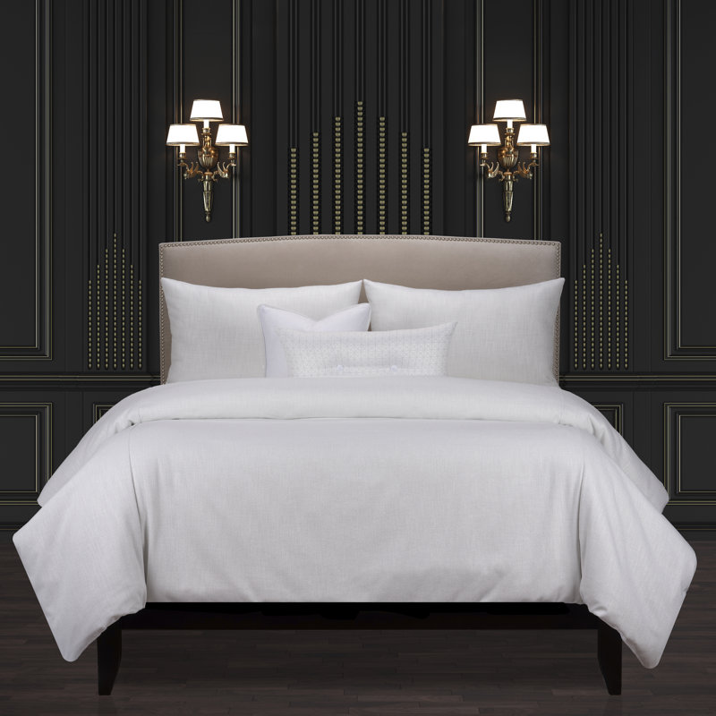 Lumiere Shimmer Luxury Duvet Cover & Insert Set, Frost, Full Duvet Cover + 2 Throw Pillows + 2 Shams