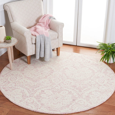 Tapis rose / ivoire fait à la main Annig