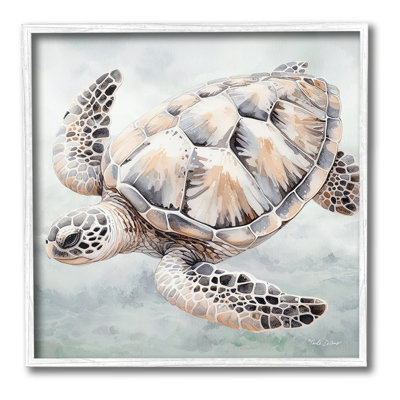 Tortue de mer détaillée, estampe numérique par Nicole Decamp