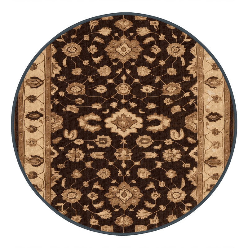 Tapis noir surteint lavable à la machine, Rond 3 pi