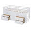 Lit mezzanine simple avec 4 tiroirs, sous l'armoire et les tablettes, blanc-129391722