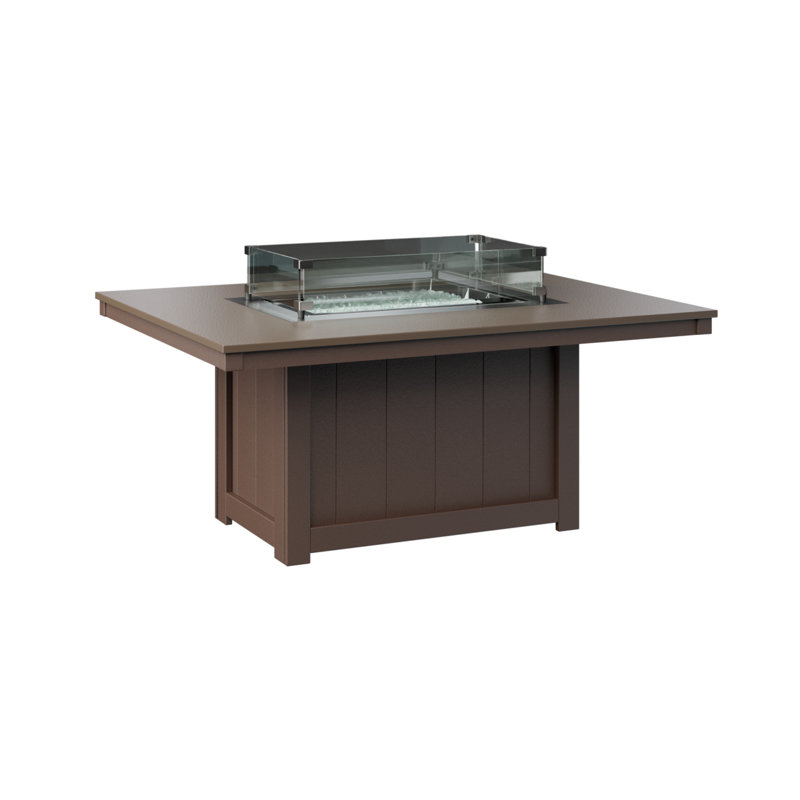 Berlin Gardens Donoma Rectangular Fire Pit Table, Hammered Top Bronze with Chocolate Brown Base