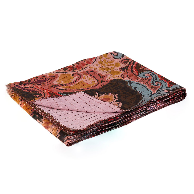 KANTHA COTTON Quilted Throw Blanket