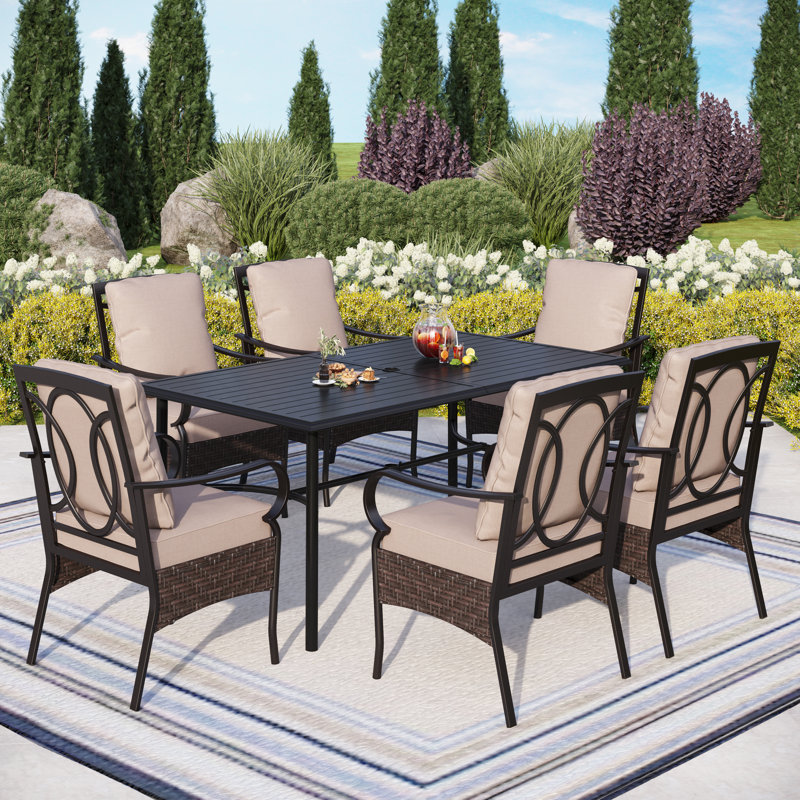 Sherborn 6 - Person Patio Dining Set with Rectangular Table , Cushions Included
