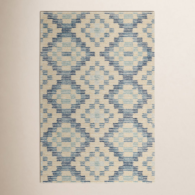 Diamond Cove Blue Hand Tufted Wool Rug, Rectangle 3' x 5'