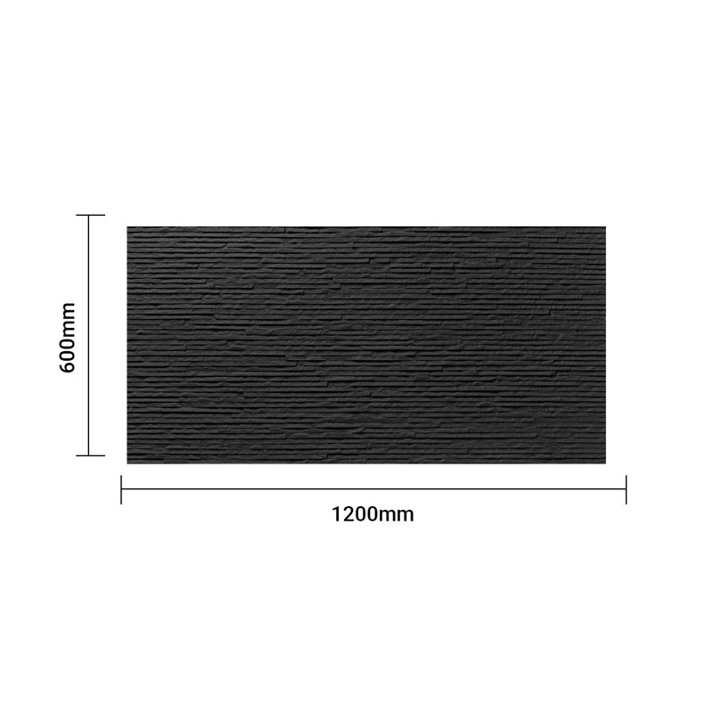 BRITWALL Textured Midnight Ridge Flexible Stone Wall Panel | Soft PU Sheet | 1200 x 600 mm | Ultra Lightweight, Waterproof, Easy DIY Installation | Modern 3D Ridge Effect