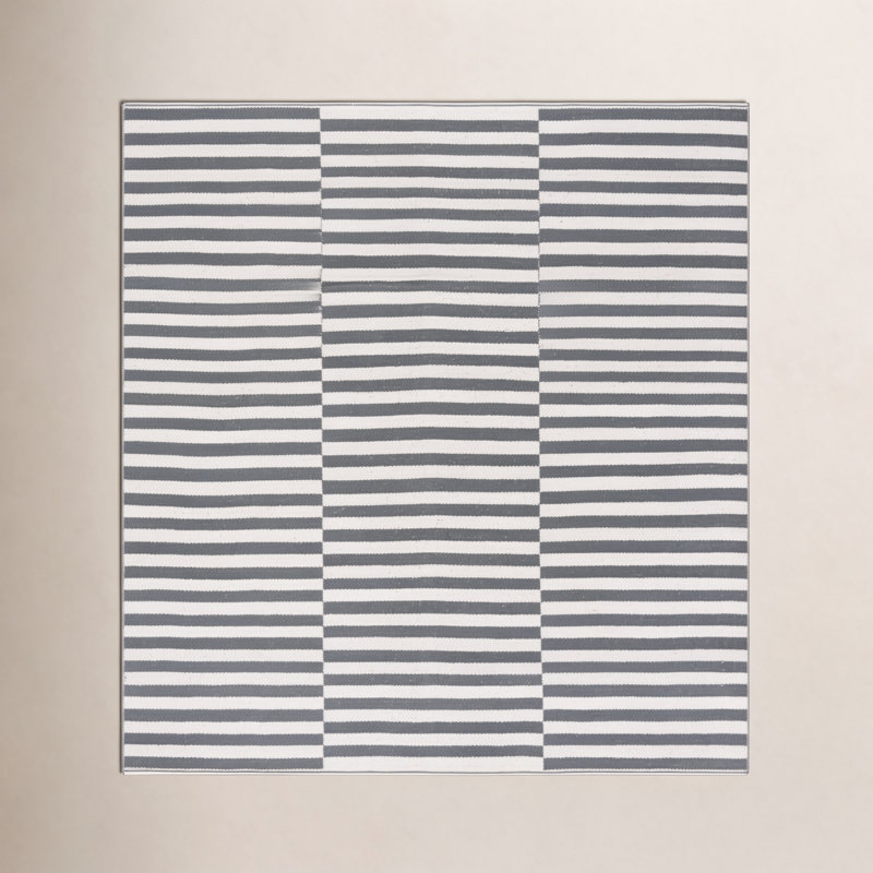 Ilona Cotton Striped Indoor Rug, Square 6'