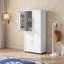 Armoire de rangement haute et large autoportante avec 4 portes, tablettes réglables, dispositif anti-basculement, blanc - L 31,3 po x l 15,6 po x H 62,3 po