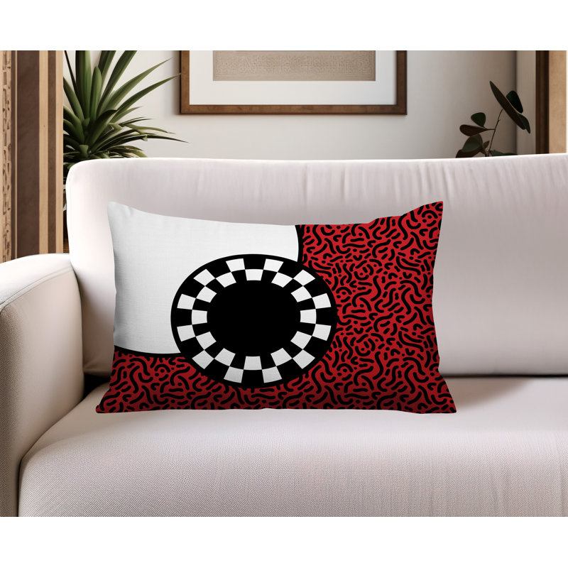 Coussin lombaire réversible Vibra Abstract, Rectangle H 18 po x l 25 po, Rouge