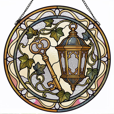 Stained Glass Stained Glass Window Panel，12"H