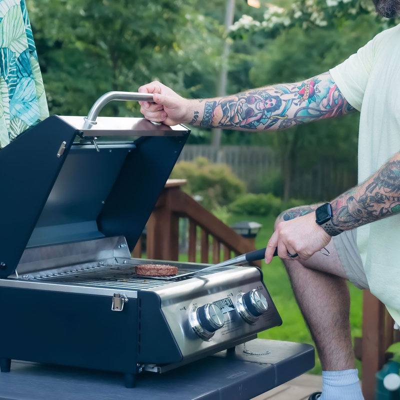 Monument Grills, Clearview 2 - Barbecue portatif au propane liquide en acier inoxydable 15 000 BTU - Parfait pour les barbecues en famille, cadeau des Fêtes