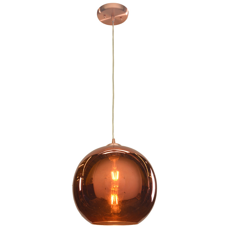 Oldenburg 1 - Light Brushed Copper Single Pendant, 12" H x 12" W x 12" D