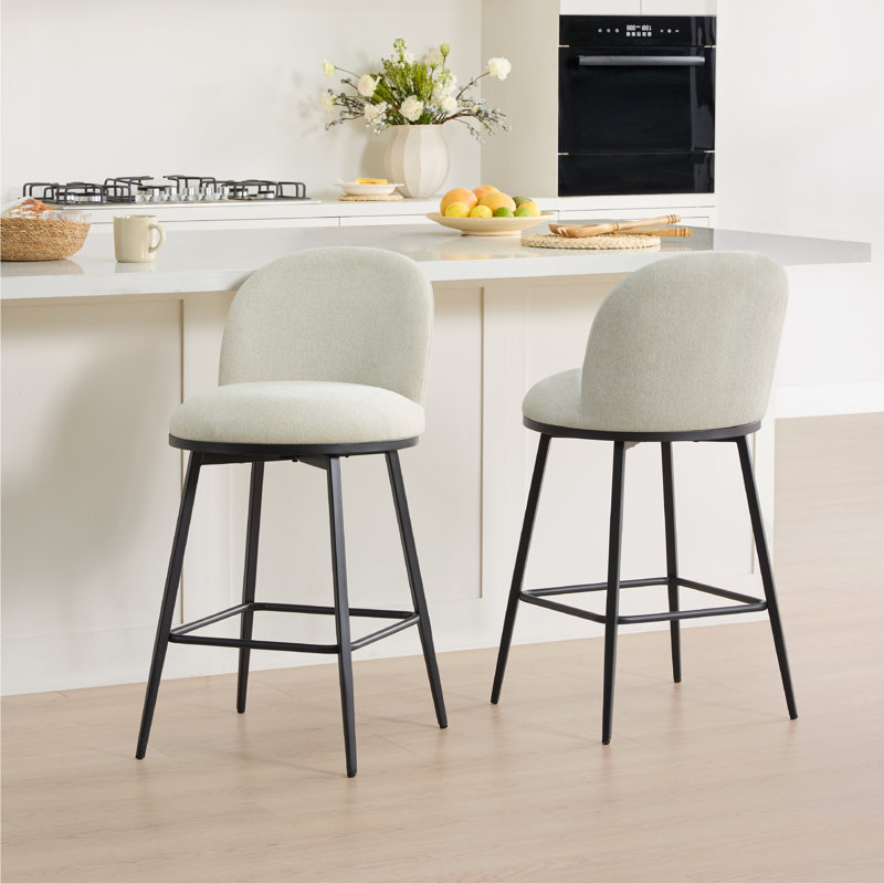 Tabouret de comptoir pivotant rembourré 26 po Aura, Lin lin, 2