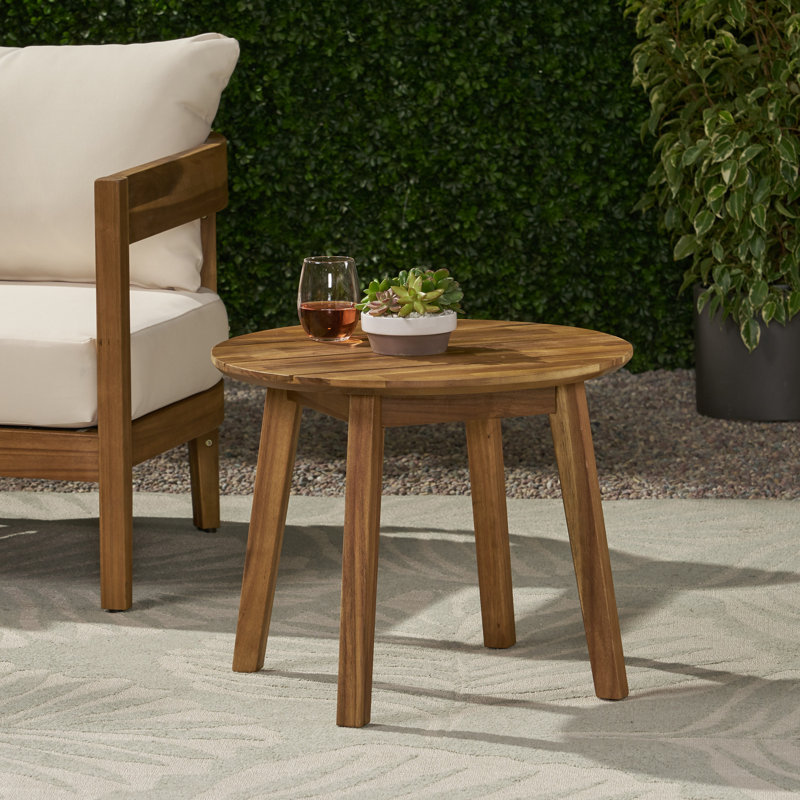 Lorene Round Acacia Outdoor Side Table